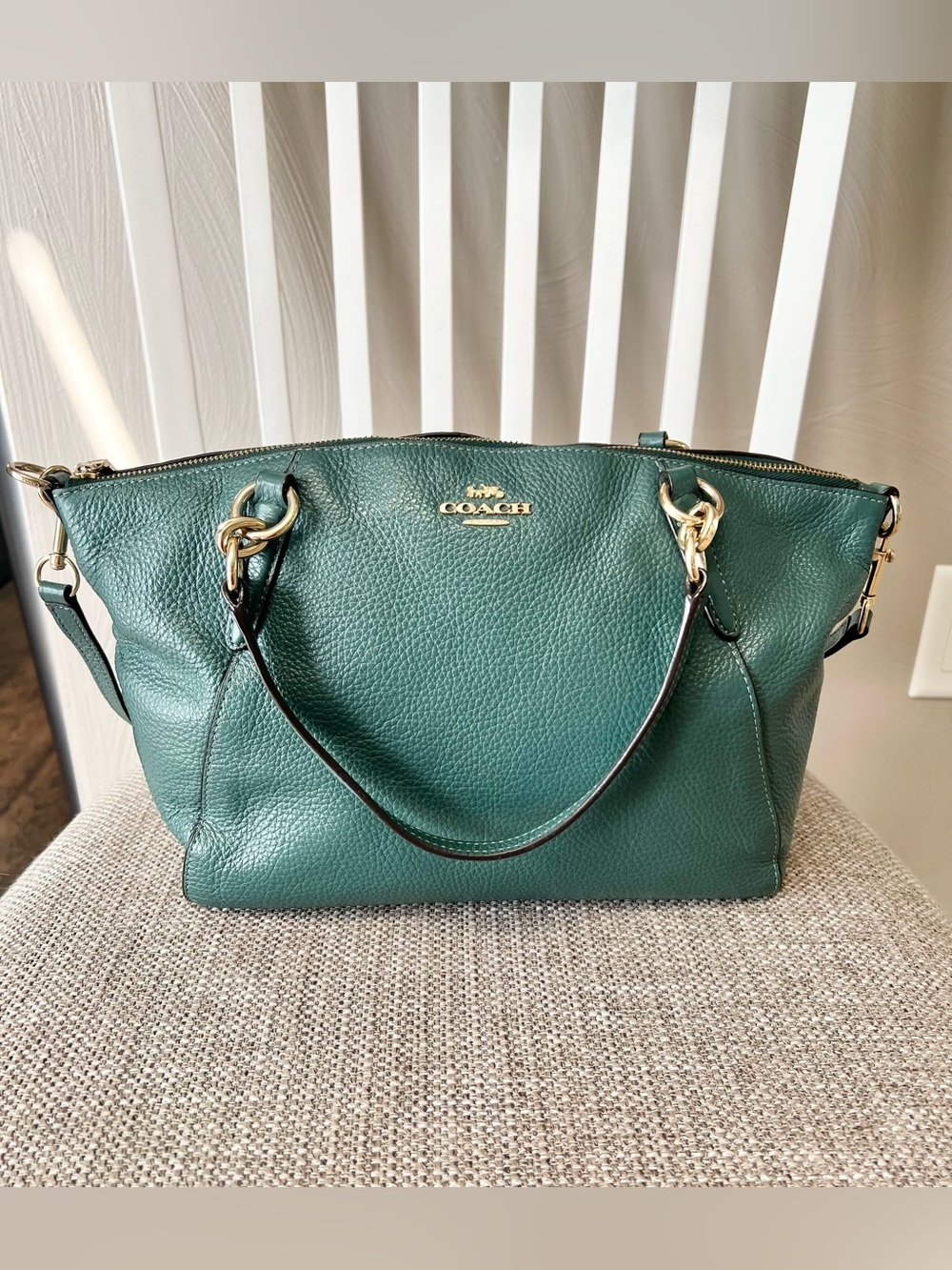 Coach Kelsey Teal Leather Satchel/Crossbody